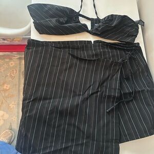 Black Pinstripe Women's Skort set